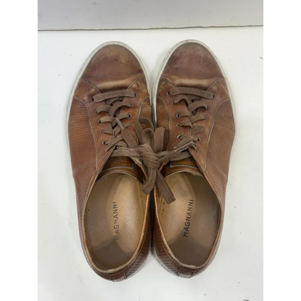 Magnanni Brown‎ Leather Comfort Men's Casual Lace Up Sneakers Size 9